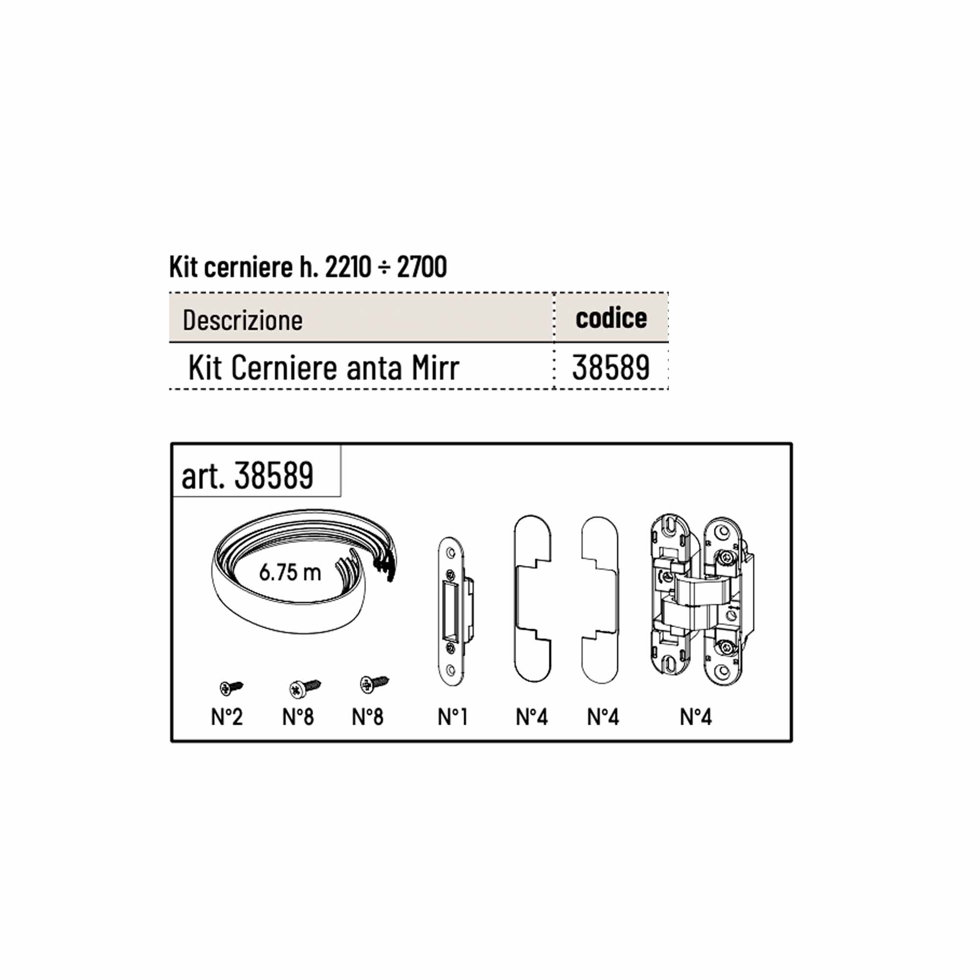 Kit Ferramenta Scrigno per Porta Mirr