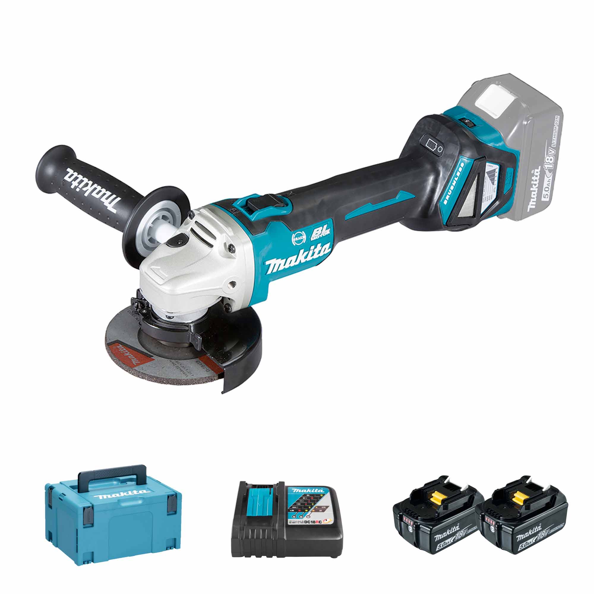 Smerigliatrice Makita DGA463RTJ 18V 5AH