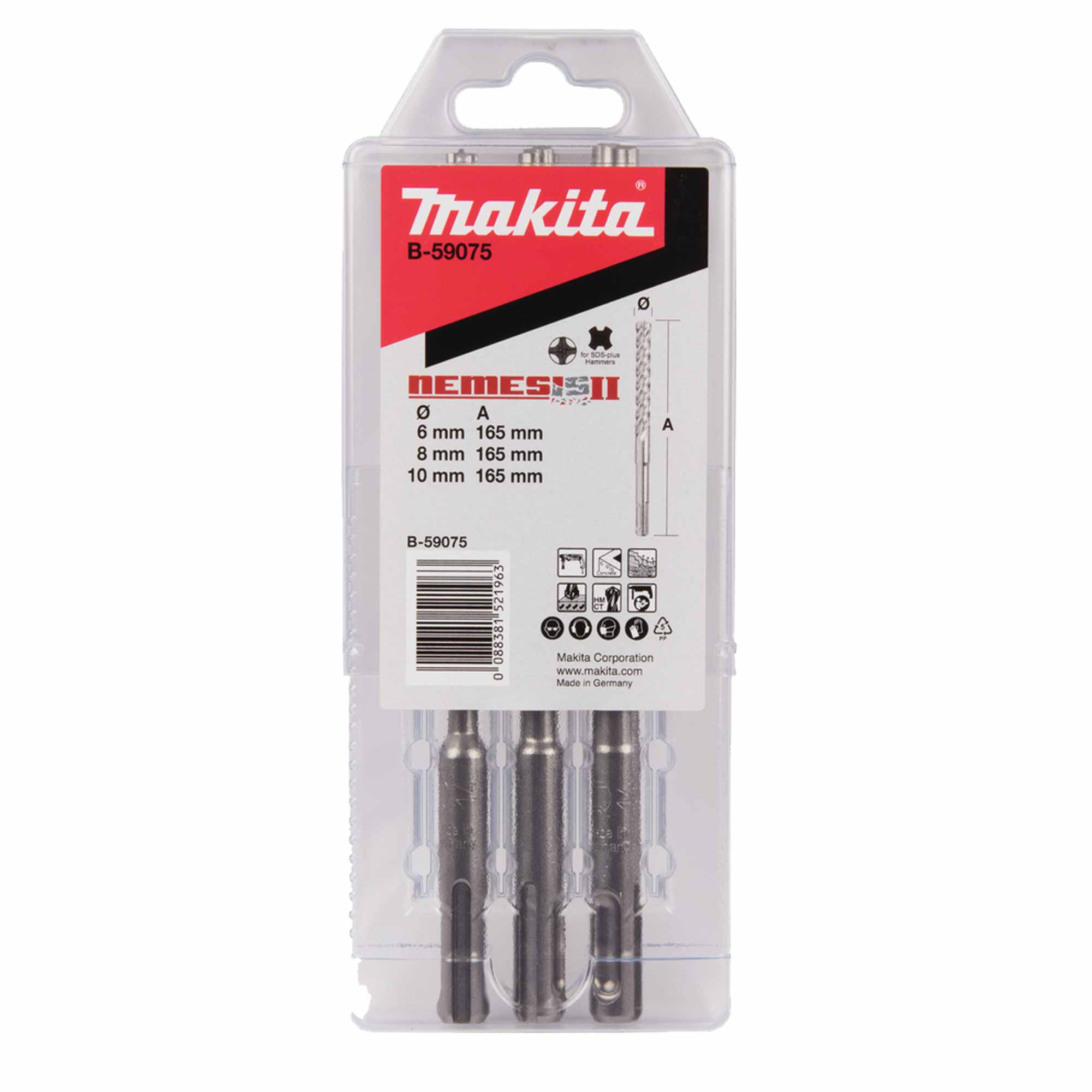 Set 3 punte Nemesis II Makita SDS-PLUS B-59075